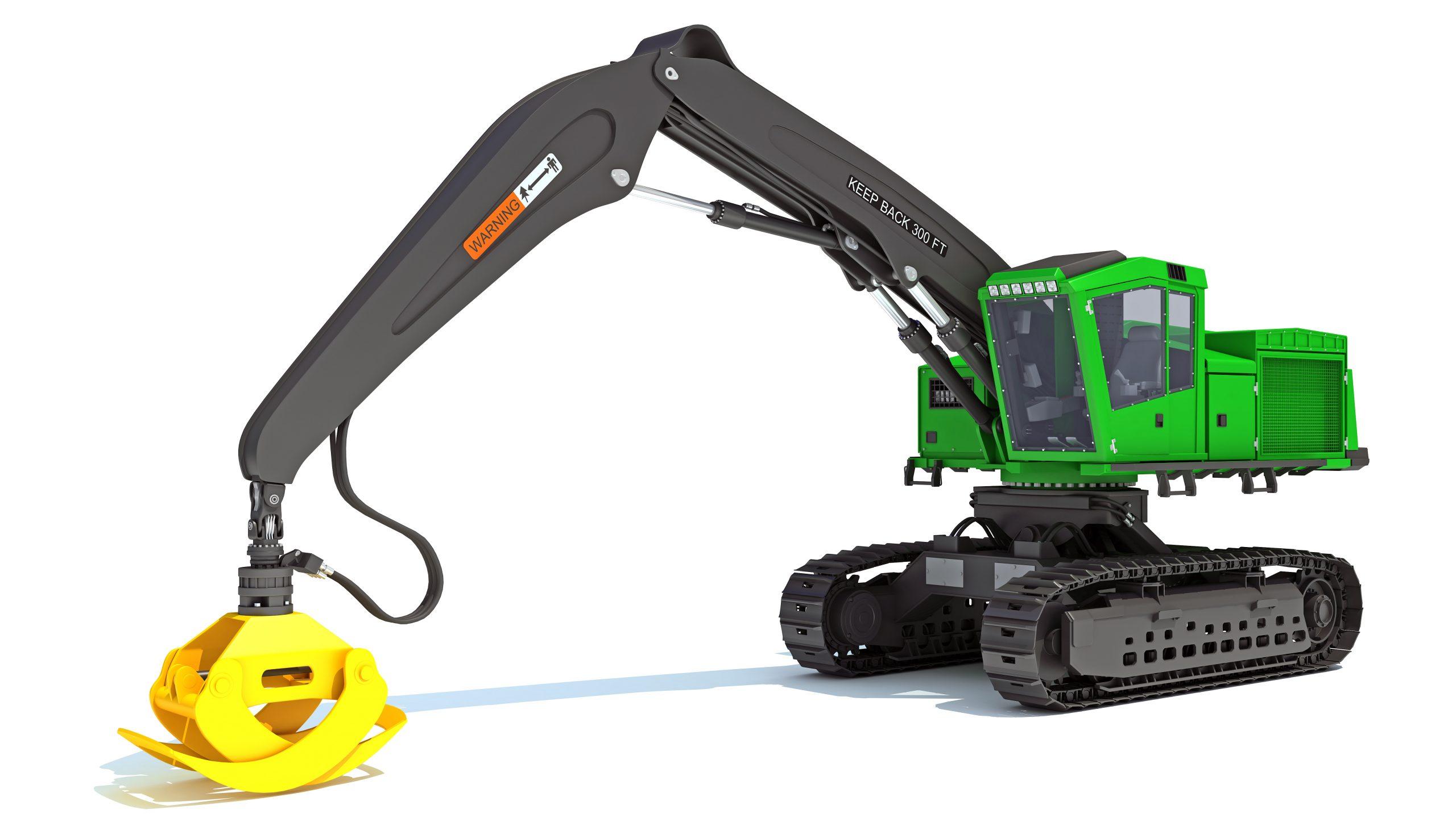 Forest Machine Loader heavy construction machinery 3D rendering